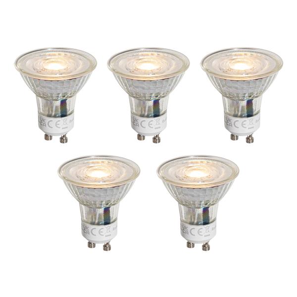 Sada 5 čirých LED žárovek GU10 50mm 1W 80 lm 2200K