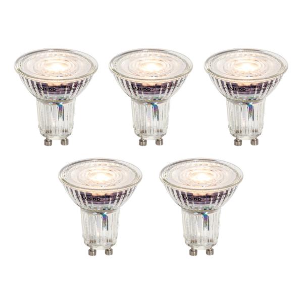 Sada 5 stmívatelných LED žárovek GU10 50 mm čirá 4,9 W 430 lm 2700 K