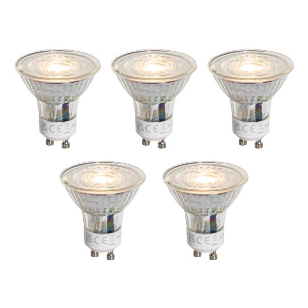 Sada 5 stmívatelných LED žárovek GU10 50 mm čirá 4,5 W 365 lm 2700 K