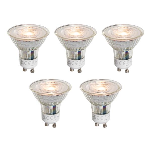 Sada 5 čirých LED žárovek GU10 50mm 3W 250 lm 2200K