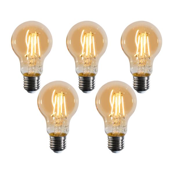 Sada 5 stmívatelných LED žárovek E27 A60 zlatá 4W 420 lm 2200K