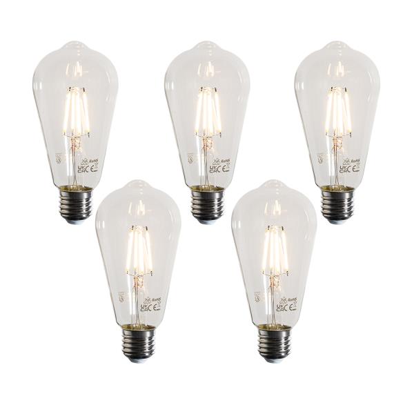 Sada 5 LED žárovek E27 Filament ST64 čirá 4W 470 lm 2700K