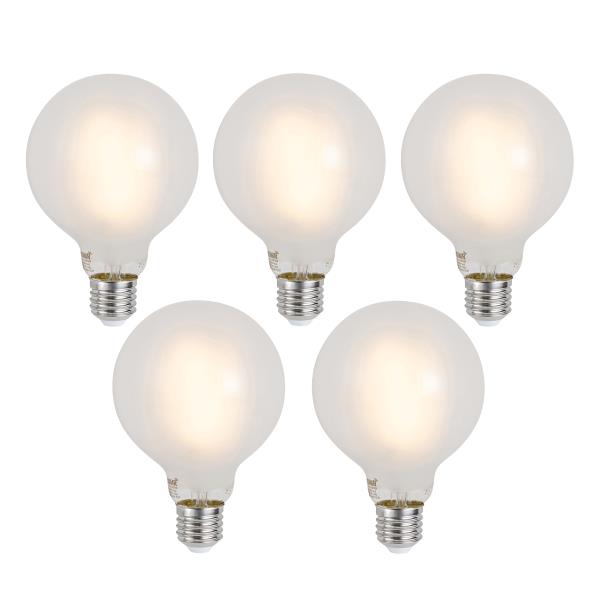 Sada 5 ks Chytré stmívatelné LED žárovky E27 G95 matné 7W 806lm 2700-6500K