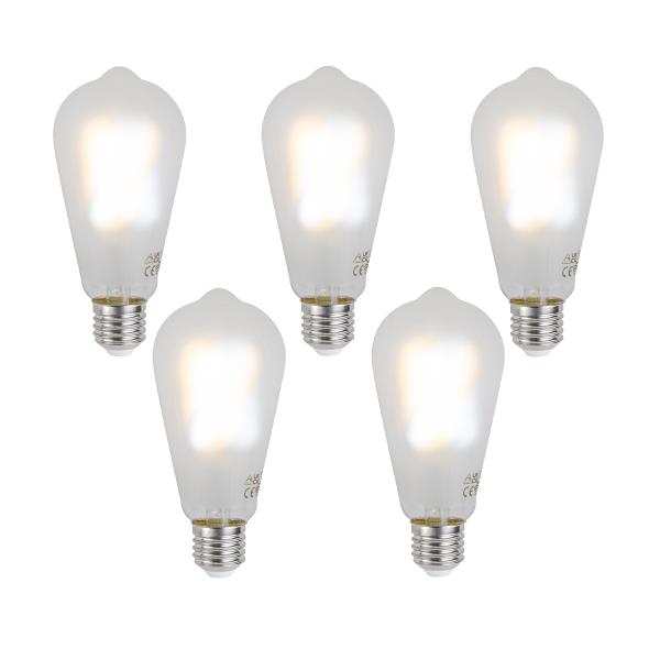 Sada 5 ks Chytré stmívatelné LED žárovky E27 ST64 matné 7W 806 lm 2700-6500K