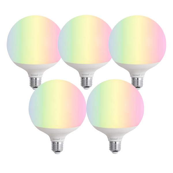 Sada 5 chytrých LED žárovek E27 G120 Matné RGBW 9W 806 lm 2700-6500K