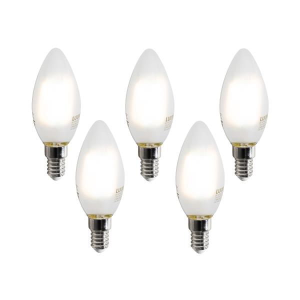 Sada 5 chytrých LED žárovek E14 C35 matných 4,2W 470 lm 2700-6500K