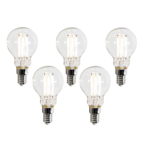 Sada 5 chytrých LED žárovek E14 P45 čiré 4,2W 470 lm 2700-6500K
