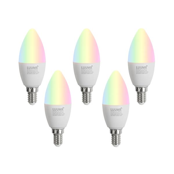 Sada 5 chytrých LED žárovek E14 C37 opál RGBW 4,9W 470 lm 2700-6500K