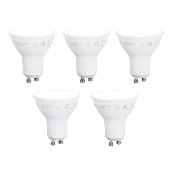Sada 5 chytrých stmívatelných LED žárovek GU10 50 mm opál 7W 630 lm 2700K