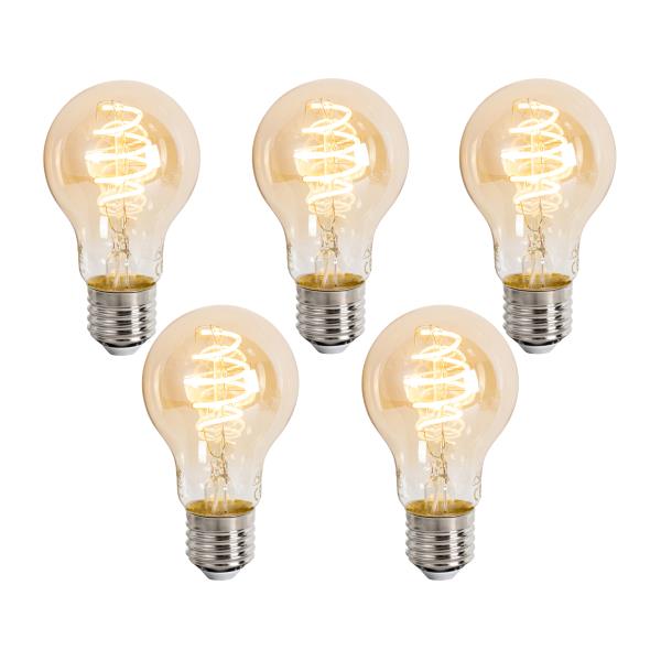 Sada 5 ks Chytré stmívatelné LED žárovky E27 A60 jantarové 4,9 W 320 lm 2500 K