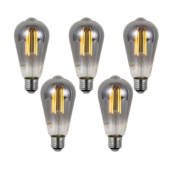Sada 5 ks Chytré stmívatelné LED žárovky E27 ST64 kouřové 4,9 W 150 lm 1800 K