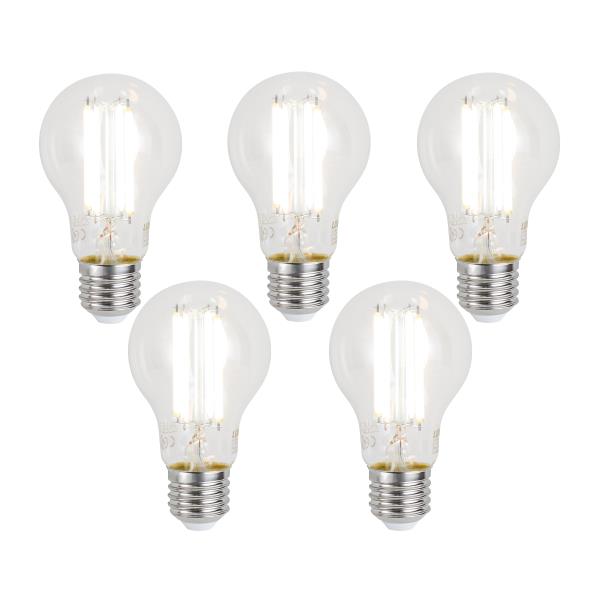 Sada 5 ks Chytré stmívatelné LED žárovky E27 A60 čiré 7W 806lm 2700-6500K
