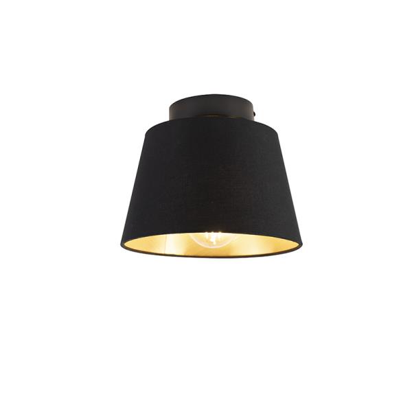Stropní lampa s bavlněným stínítkem černá se zlatem 20 cm - Combi Black