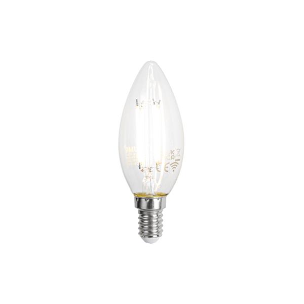 Chytré LED žárovky E14 C35 čiré 4,2 W 470 lm 2700–6500 K