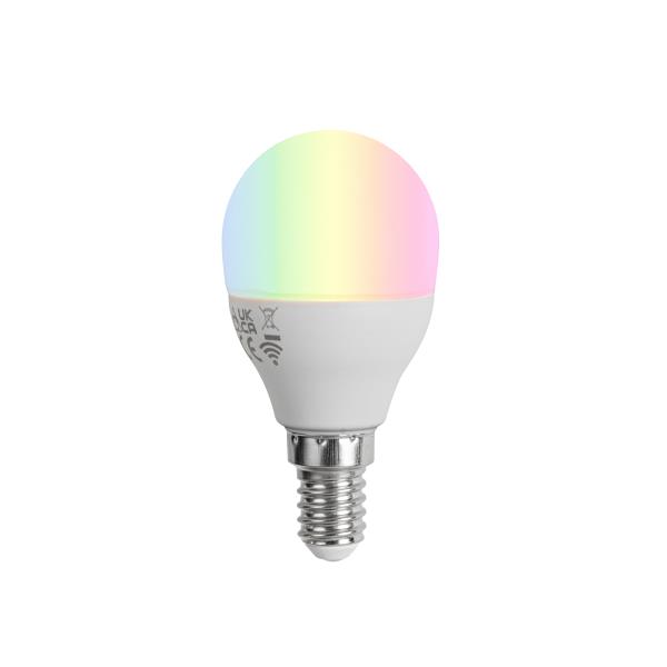 Chytrá LED žárovka E14 G45 Opal RGBW 4,9 W 470 lm 2700–6500 K