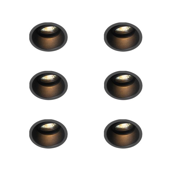 Sada 6 moderních zapuštěných bodových svítidel černá otočná a naklápěcí - Alloy