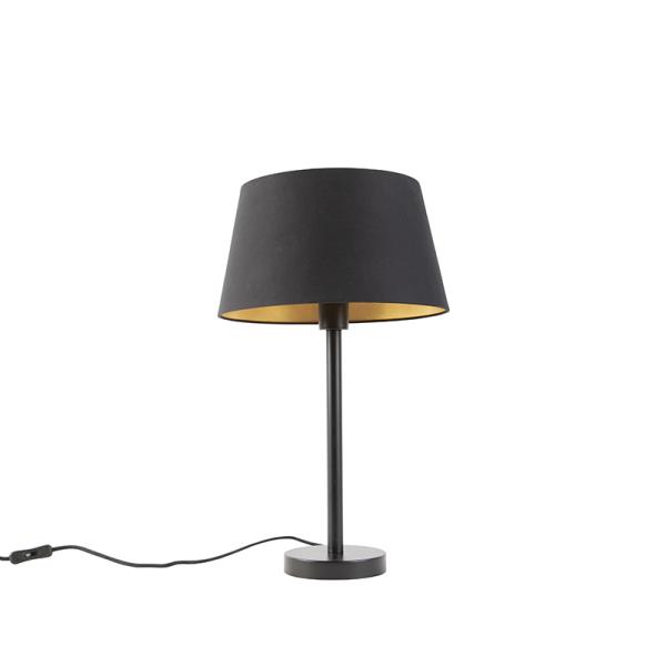 Klasická stolní lampa černá s černým stínítkem 32 cm - Simplo