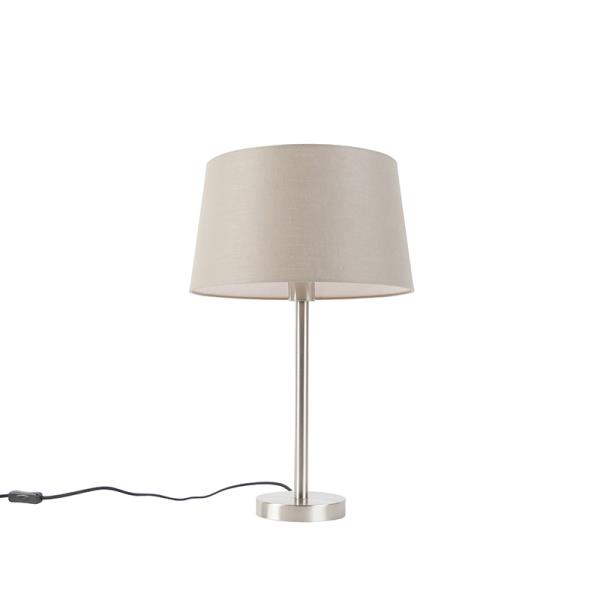 Moderní stolní lampa ocelová stmavě béžovým stínítkem 35 cm - Simplo