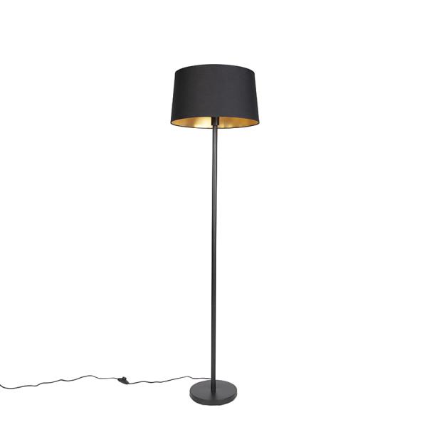 Moderní stojací lampa černá s černým stínítkem 45 cm - Simplo