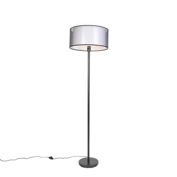 Designová stojací lampa černá sčernobílým stínítkem 47 cm - Simplo