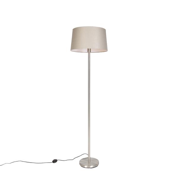 Moderní stojací lampa ocelová stmavě béžovým stínítkem 45 cm - Simplo