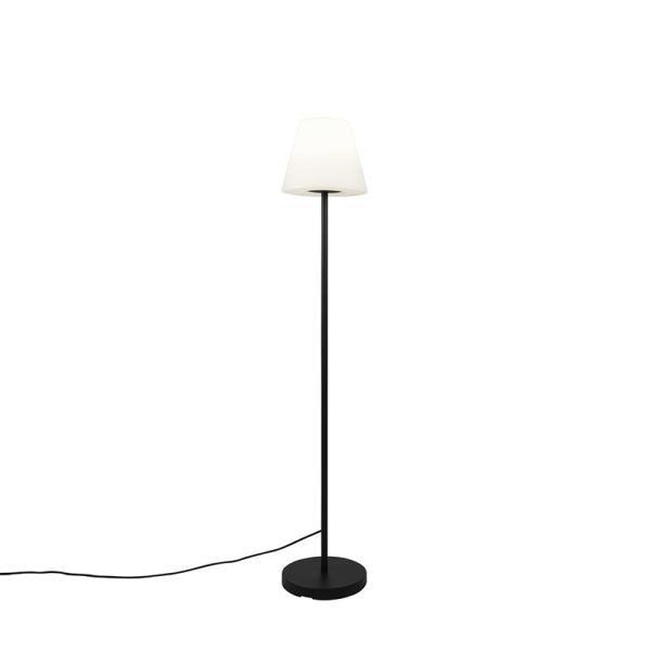 Venkovní stojací lampa černá s bílým stínítkem IP65 25 cm - Virginia