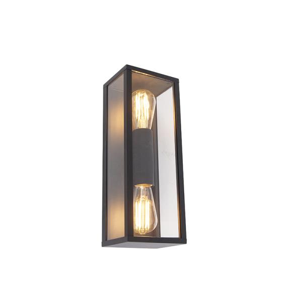 Průmyslová nástěnná lampa černá 38 cm 2-světlo IP44 - Charlois