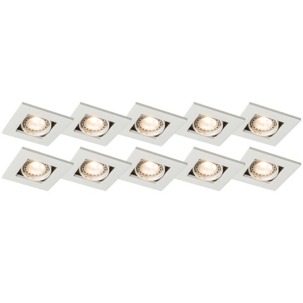 Sada 10 bílých zapuštěných bodových světel nastavitelných - Qure
