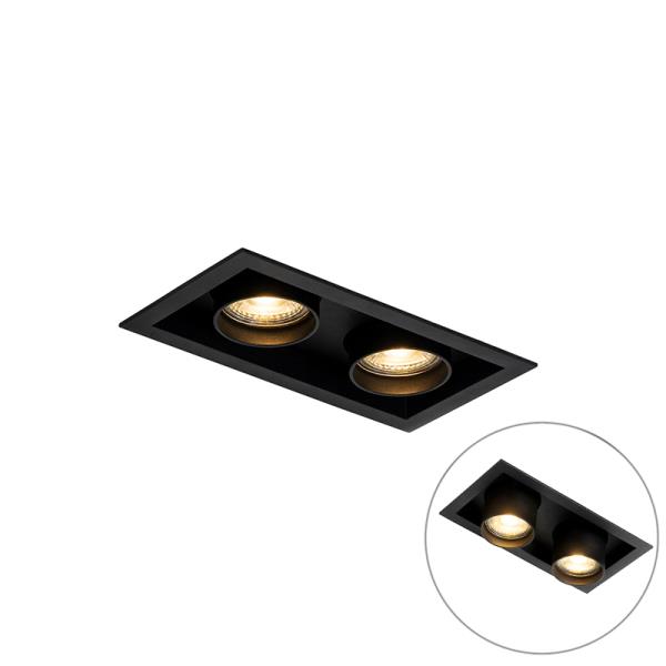 Moderní zapuštěné bodové světlo černé otočné 2-světlo - Roof