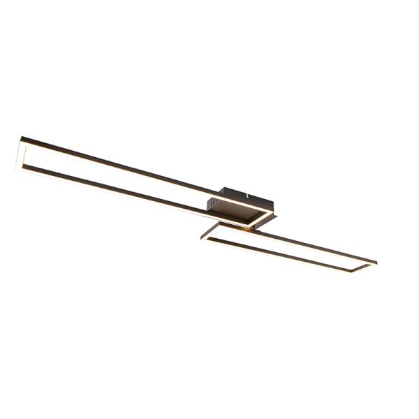 Stropní lampa prodloužená černá 3-krokový stmívač - Plazas Novo