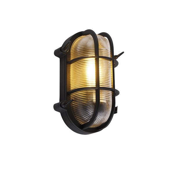 Průmyslová nástěnná a stropní lampa černá oválná IP44 - Noutica