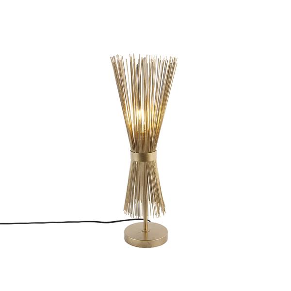 Rustikální stolní lampa mosazná - Broom