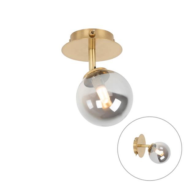 Rustikální bodové světlo zlaté nastavitelné s kouřovým sklem - Atény