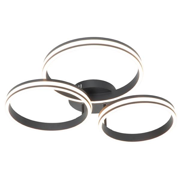 Stropní lampa černá vč. LED 3-stupňově stmívatelná 3-světlo - Navara