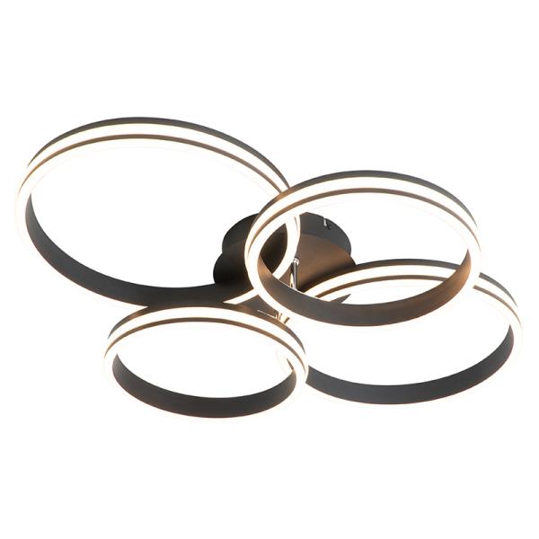 Stropní svítidlo černé vč. LED 3-stupňový stmívač 4-světlo - Navara