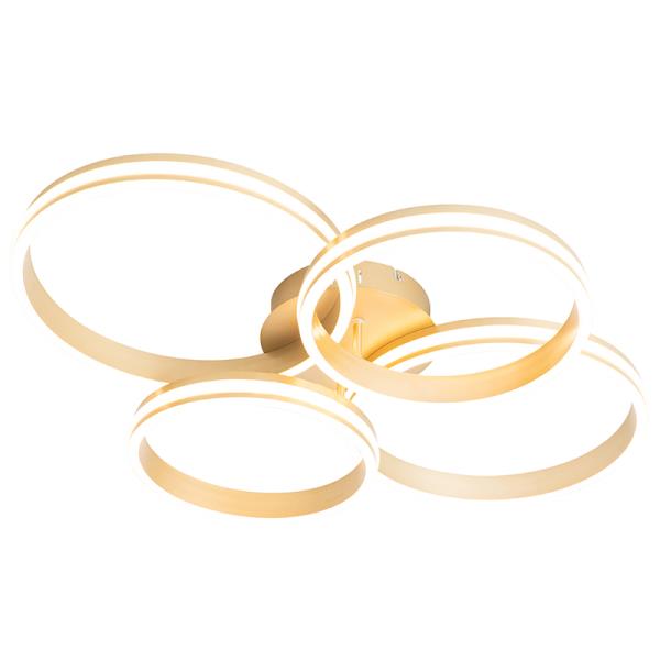 Stropní svítidlo mosazné vč. LED 3-stupňový stmívač 4-světla - Navara