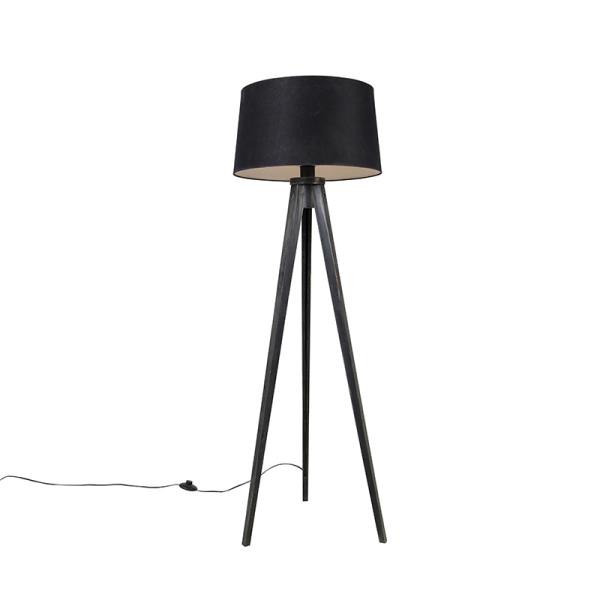 Stojací lampa na stativu černá slněným stínítkem černým 45 cm - Tripod Classic