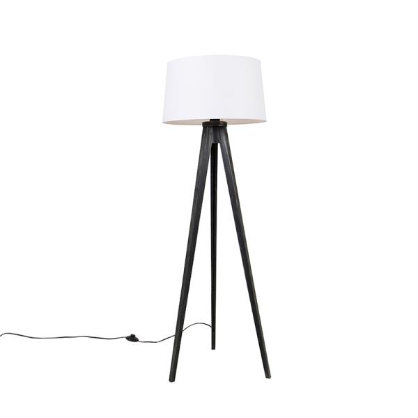 Stojací lampa se třemi nohami černá slněným stínítkem bílým 45 cm - Tripod Classic