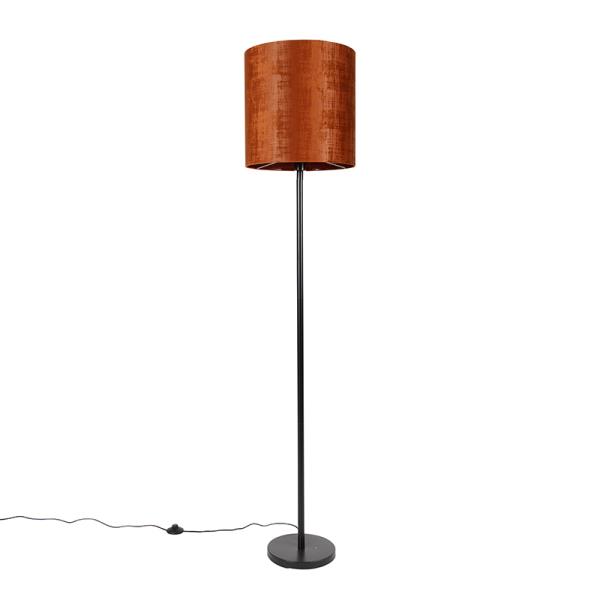 Stojací lampa s černým stínidlem zsametu oranžová 40 cm - Simplo