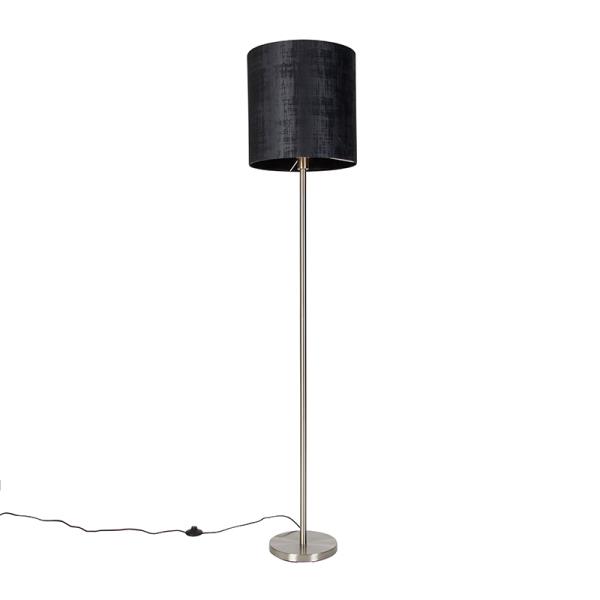 Moderní stojací lampa ocelová sstínítkem černým 40cm - Simplo