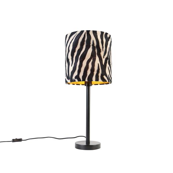 Moderní stolní lampa černá szebra stínidlem 25 cm - Simplo
