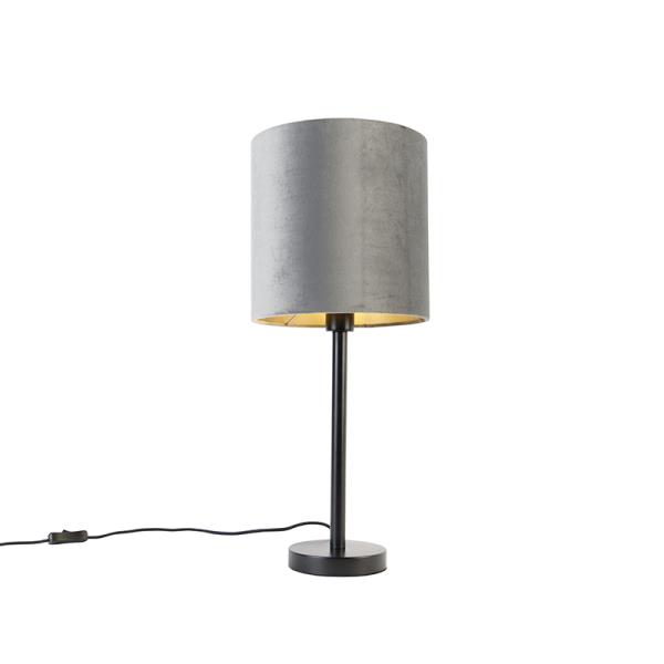 Moderní stolní lampa černá s šedým stínítkem 25 cm - Simplo