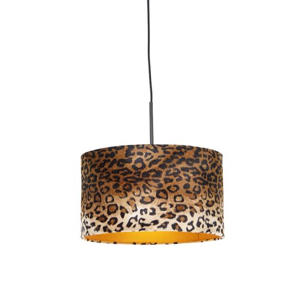 Moderní závěsné svítidlo černé s leopardím stínítkem 35 cm - Combi