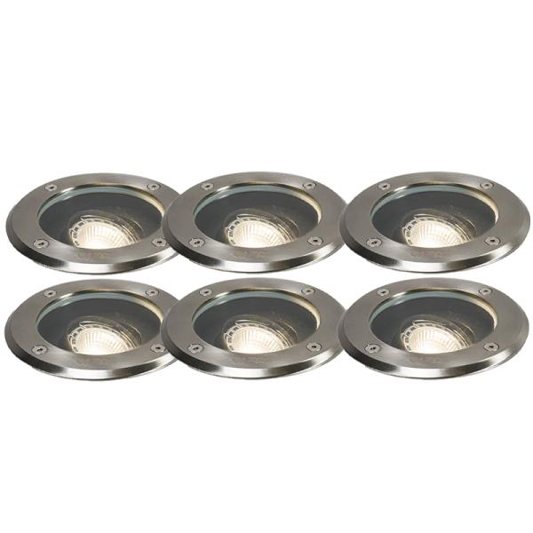 Sada 6 moderních venkovních bodových svítidel z nerezové oceli IP65 nastavitelných - Delux