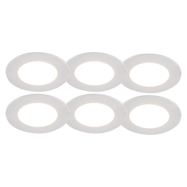 Sada 6 zapuštěných bodových světel bílých vč. LED 3-stupňový stmívač IP65 - Blanca