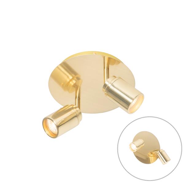 Moderní koupelnové bodové světlo mosazné 2-světlo IP44 - Ducha