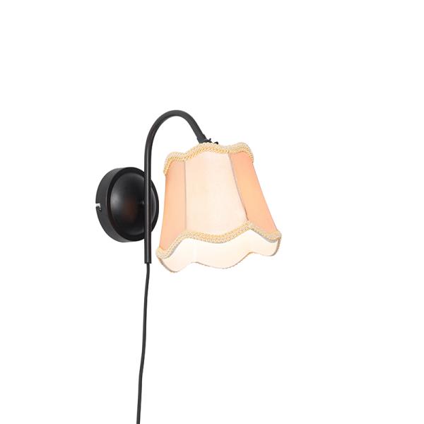 Klasická nástěnná lampa černá se zlatým stínítkem - Nona