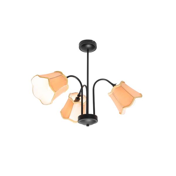 Klasické stropní svítidlo černé se zlatým stínítkem 3-světlo - Nona