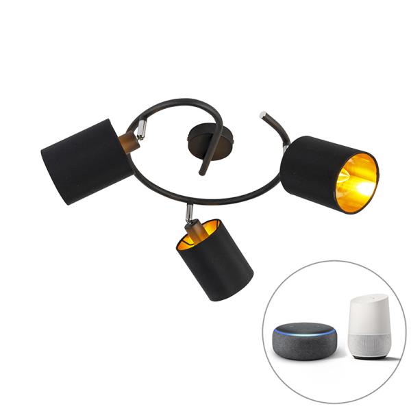 Chytré moderní stropní svítidlo černé vč. 3 WiFi B35 - Lofty