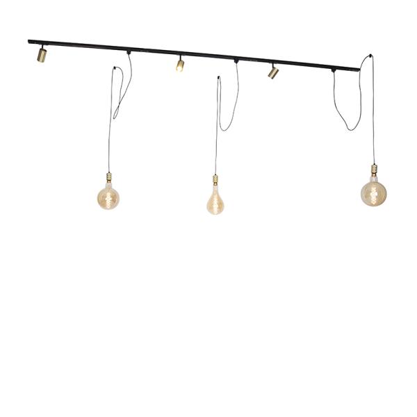 1-fázový kolejnicový systém se 3 reflektory a 3 závěsnými lampami zlatý - Cavalux Jeana